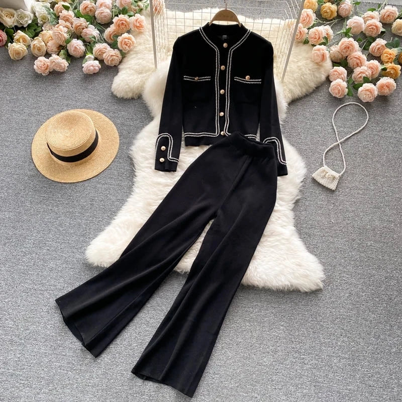 Fashion Brief Temperament Knitted Casual Set