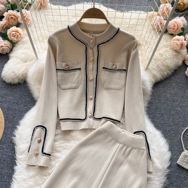 Fashion Brief Temperament Knitted Casual Set