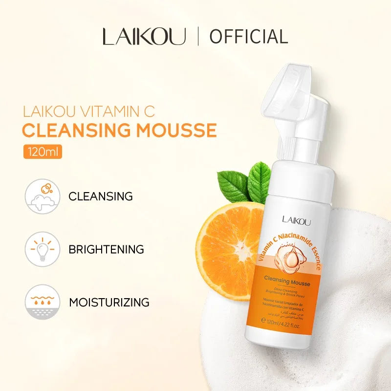 120ml Vitamin C Cleansing Mousse Facial Care Cleansing Pore Brightening Skin Tone Shrinking Pore Facial cleanser Skin care