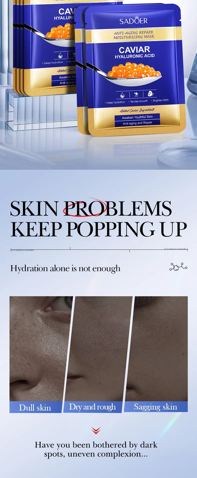 5pcs SADOER Caviar Hyaluronic Acid Moisturizing