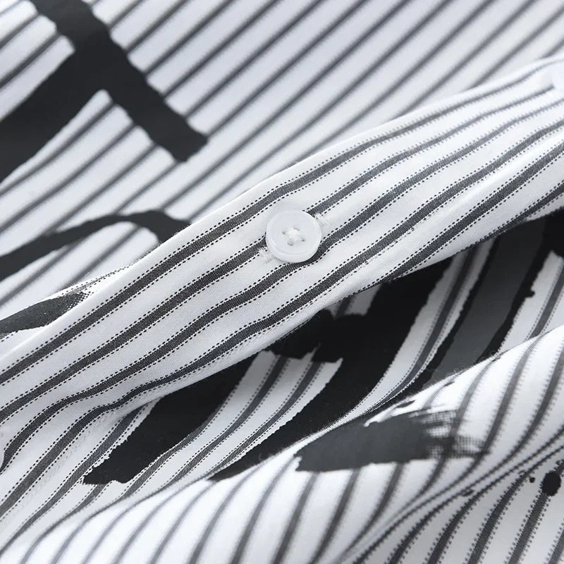 Gestreifte Hemden für Männer Casual Turn-down-Kragen Basic Classic Tops Letter Print Der neueste Modetrend