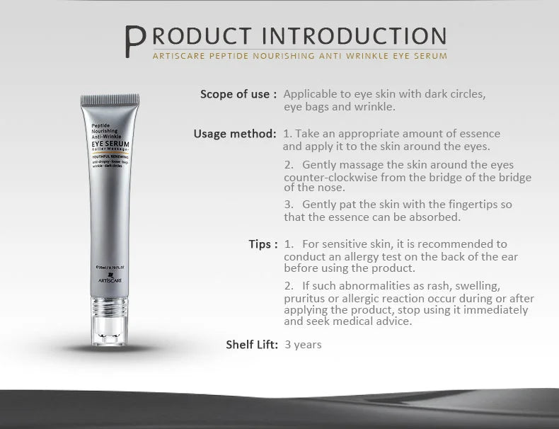 ARTISCARE Snail Facial Cream + Peptide Eye Serum + Golden Eye Cream Face Care Dark Circles Skin Care