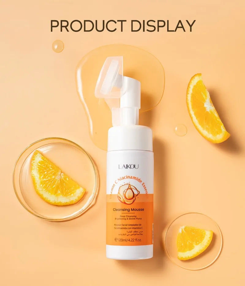 120ml Vitamin C Cleansing Mousse Facial Care Cleansing Pore Brightening Skin Tone Shrinking Pore Facial cleanser Skin care
