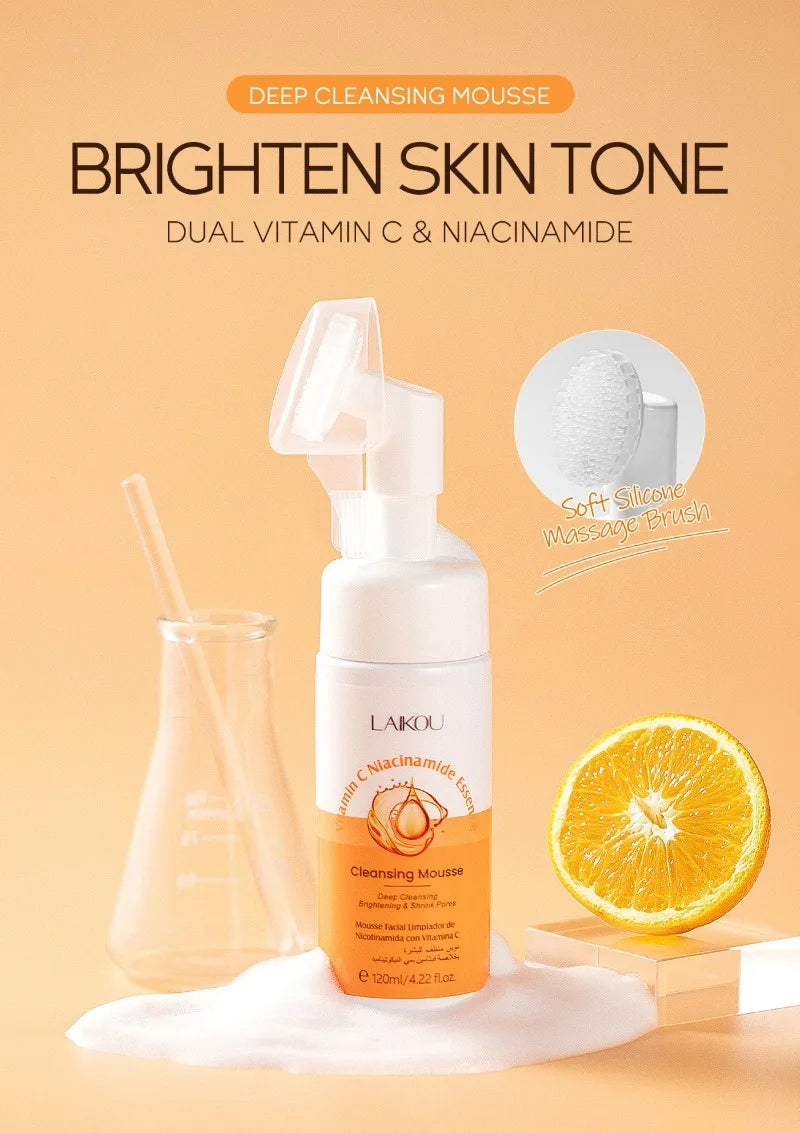 120ml Vitamin C Cleansing Mousse Facial Care Cleansing Pore Brightening Skin Tone Shrinking Pore Facial cleanser Skin care