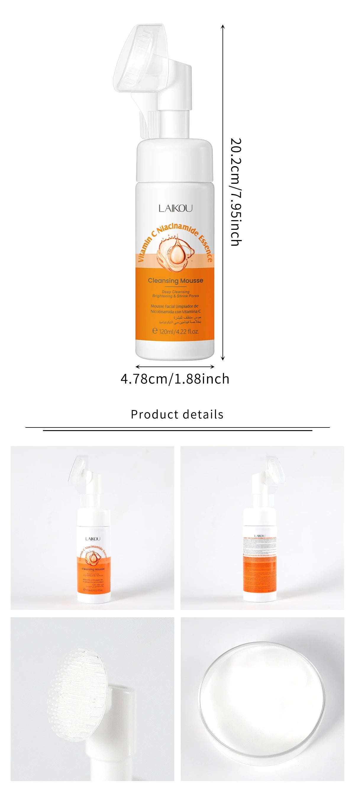 120ml Vitamin C Cleansing Mousse Facial Care Cleansing Pore Brightening Skin Tone Shrinking Pore Facial cleanser Skin care