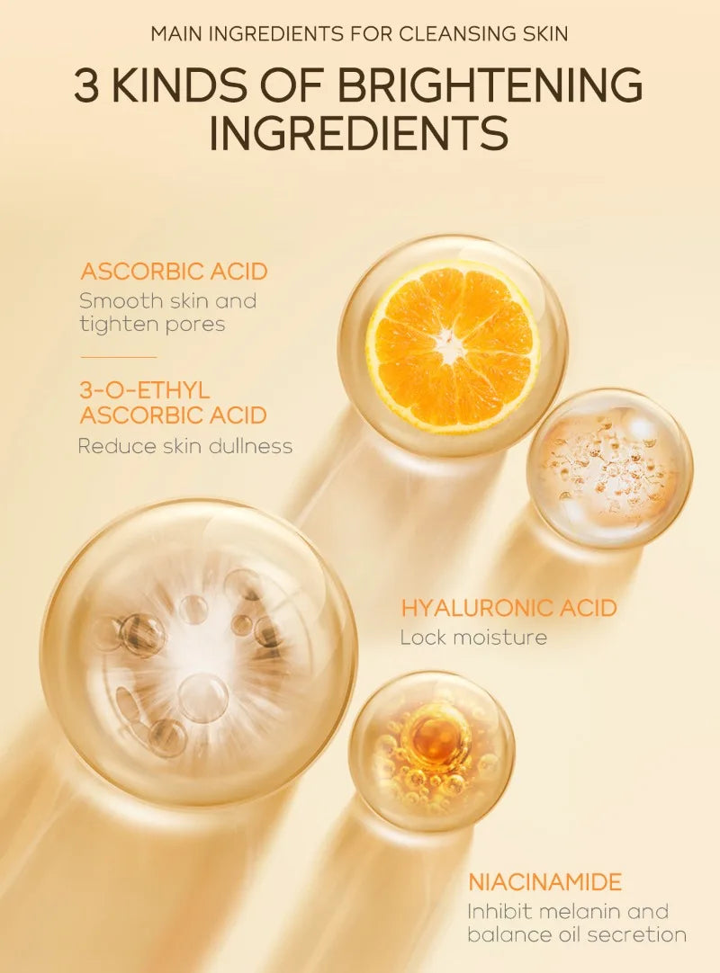 120ml Vitamin C Cleansing Mousse Facial Care Cleansing Pore Brightening Skin Tone Shrinking Pore Facial cleanser Skin care