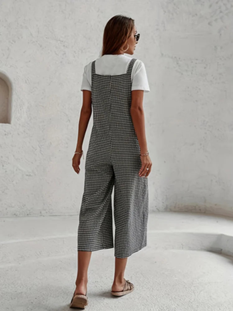 Jumpsuits Mode Plaid Hosenträger