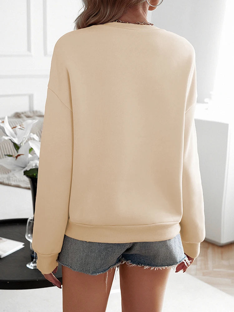 Lässige, beigefarbene, lockere Hoodies für Damen
