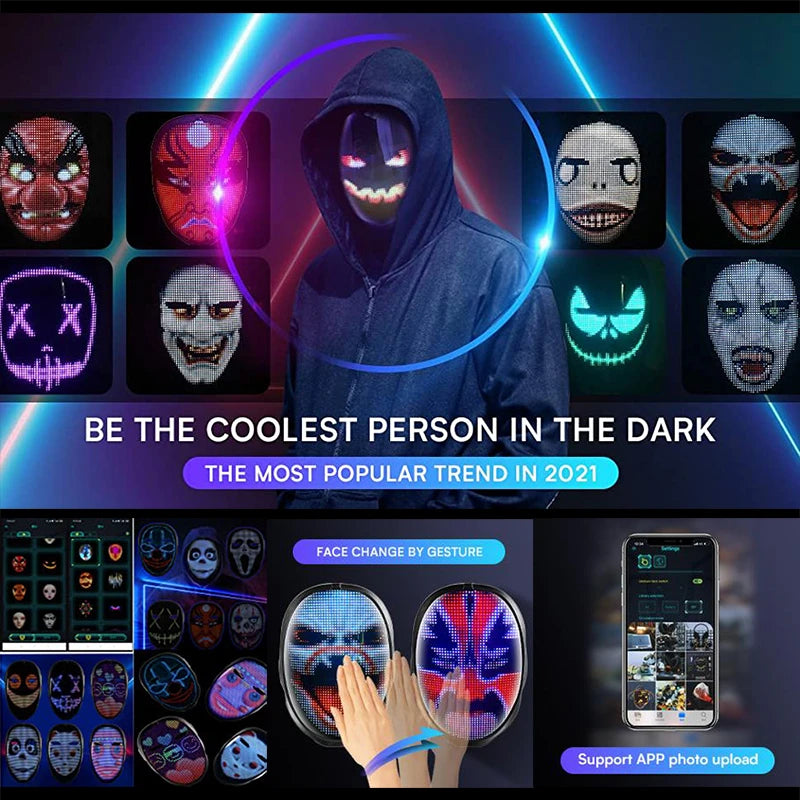 LED-Leuchtmaske mit Gestenerkennung, RGB-Vollfarbe