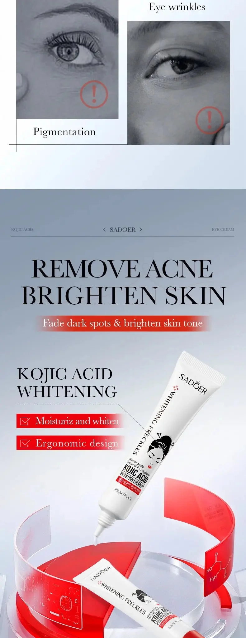 Eye Cream Anti-Puffiness Anti Inflammatory Reduce Dark Circles Fade Fine Lines Repair