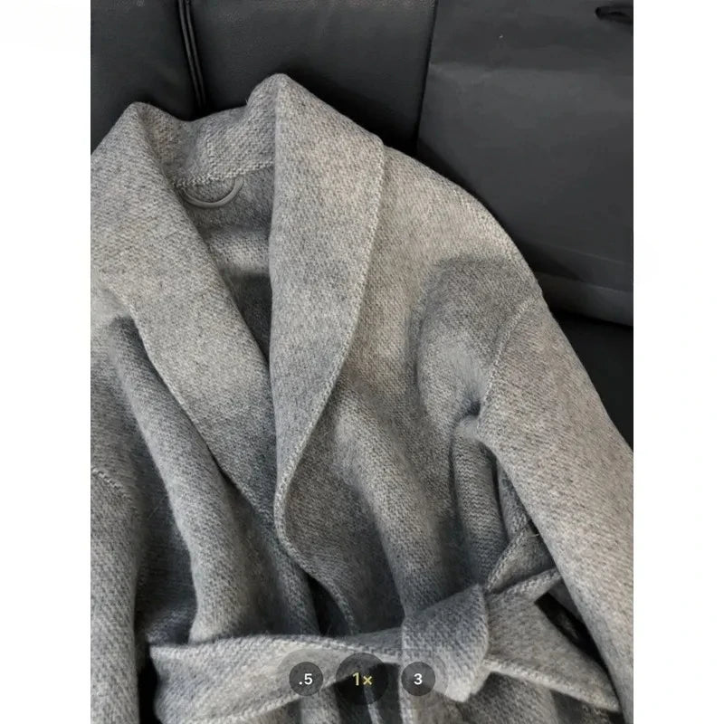 Wool & Blends Overcoats Women Faux Fur Long Sleeve Coat