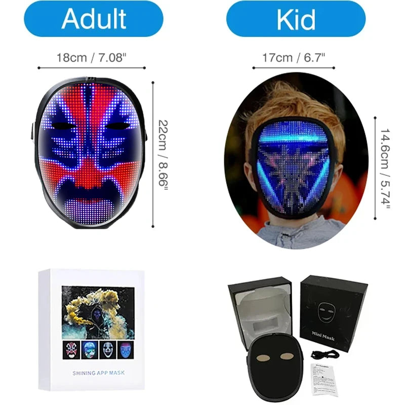 LED-Leuchtmaske mit Gestenerkennung, RGB-Vollfarbe