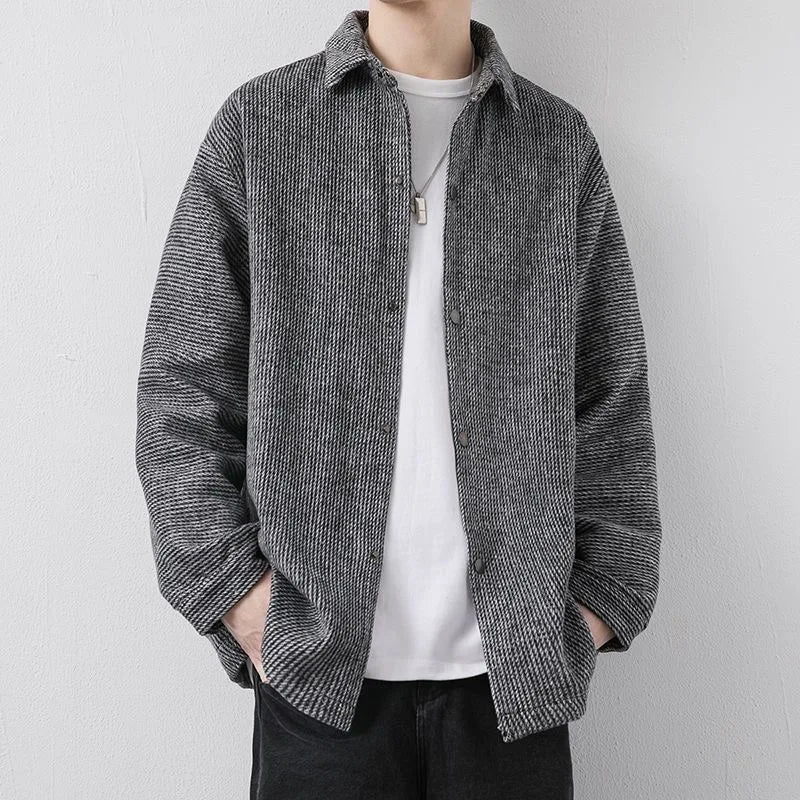 Corduroy Men Loose Shirts