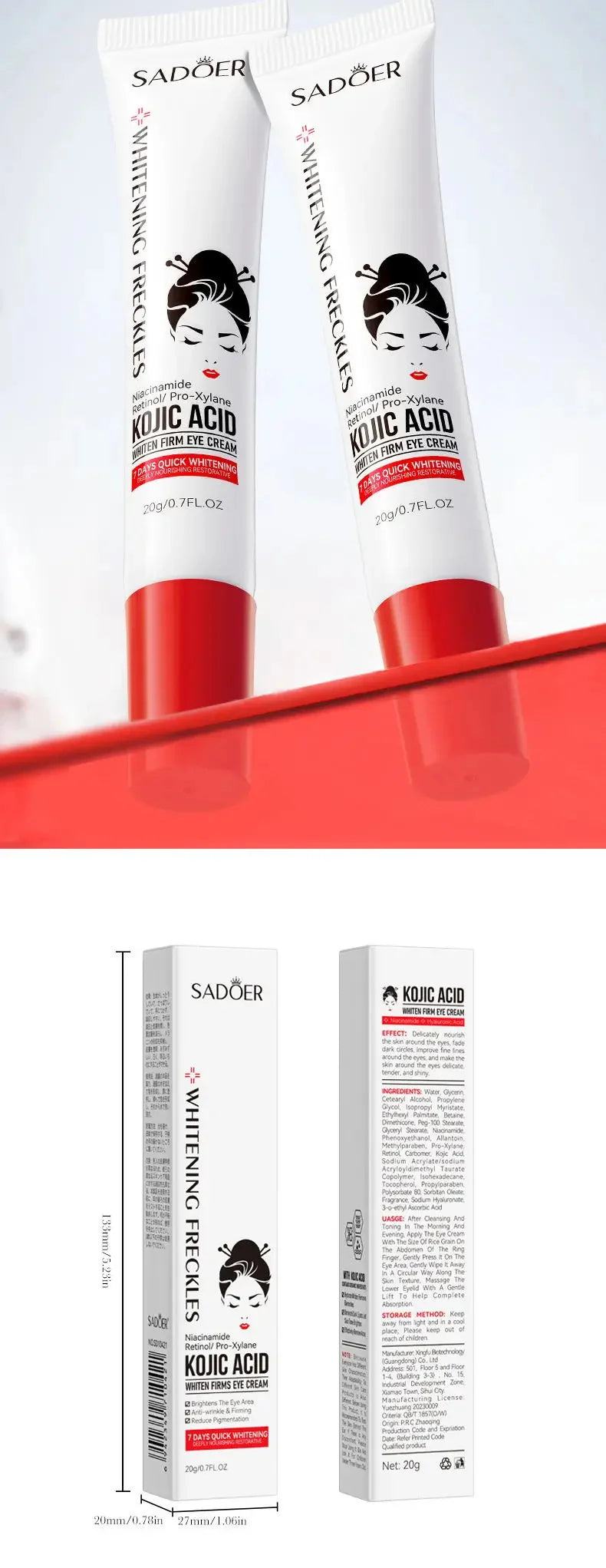 Eye Cream Anti-Puffiness Anti Inflammatory Reduce Dark Circles Fade Fine Lines Repair