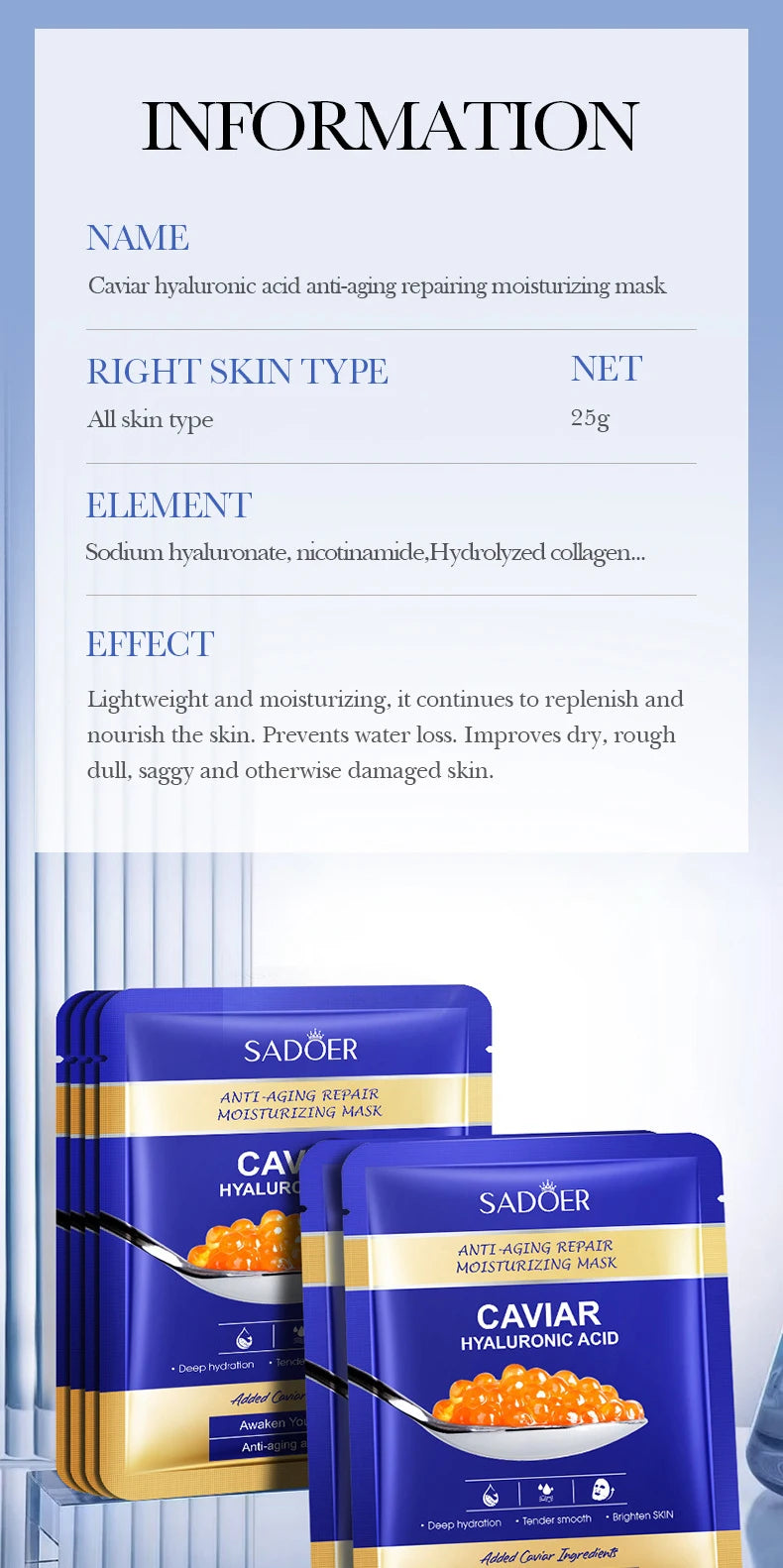 5pcs SADOER Caviar Hyaluronic Acid Moisturizing