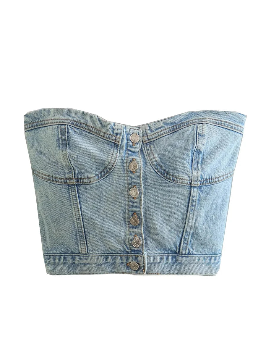 Damen Jeans-Crop-Top