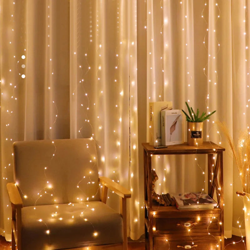Christmas Ornament LED Fairy Light Strings 8 Mode Holiday Lights Curtain Garland Festoon Christmas Decor for Home New Year Xmas
