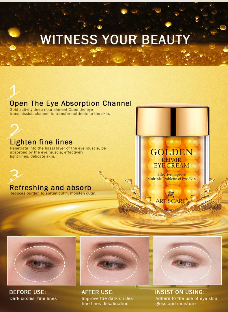 ARTISCARE Snail Facial Cream + Peptide Eye Serum + Golden Eye Cream Face Care Dark Circles Skin Care