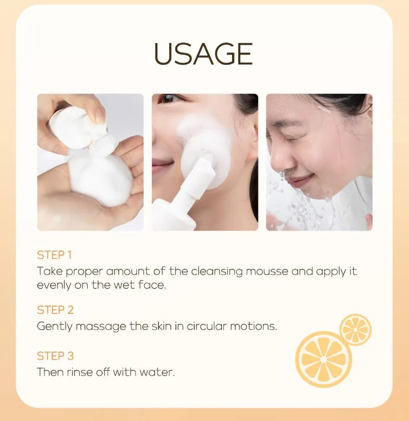 120ml Vitamin C Cleansing Mousse Facial Care Cleansing Pore Brightening Skin Tone Shrinking Pore Facial cleanser Skin care