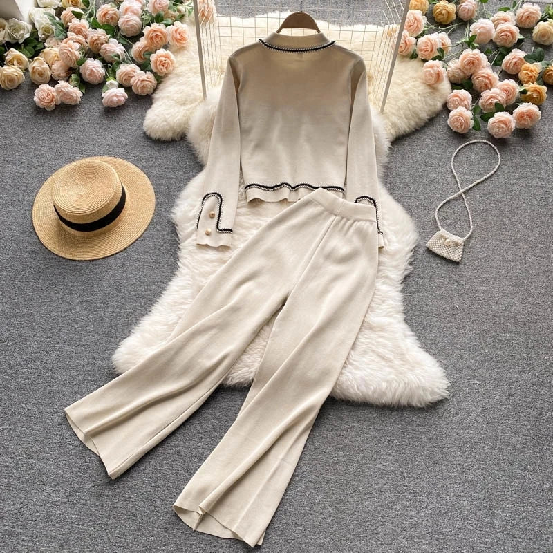 Fashion Brief Temperament Knitted Casual Set