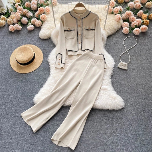 Fashion Brief Temperament Knitted Casual Set