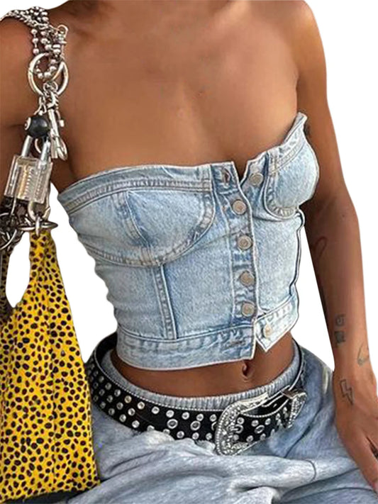 Damen Jeans-Crop-Top