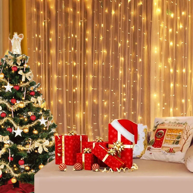 Christmas Ornament LED Fairy Light Strings 8 Mode Holiday Lights Curtain Garland Festoon Christmas Decor for Home New Year Xmas