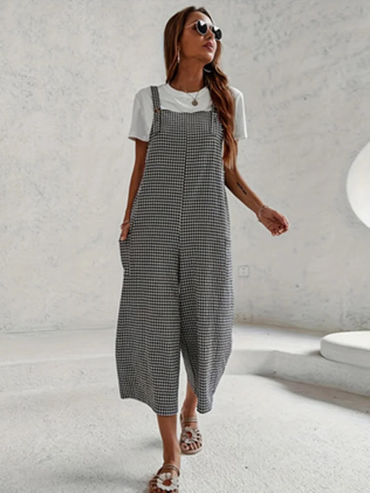 Jumpsuits Mode Plaid Hosenträger