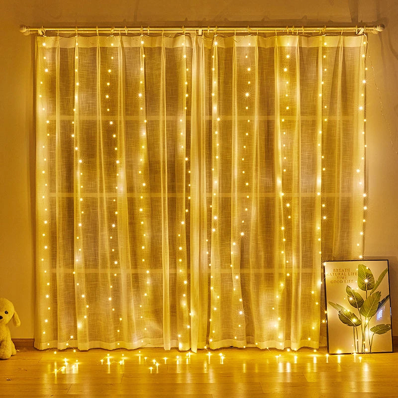Christmas Ornament LED Fairy Light Strings 8 Mode Holiday Lights Curtain Garland Festoon Christmas Decor for Home New Year Xmas