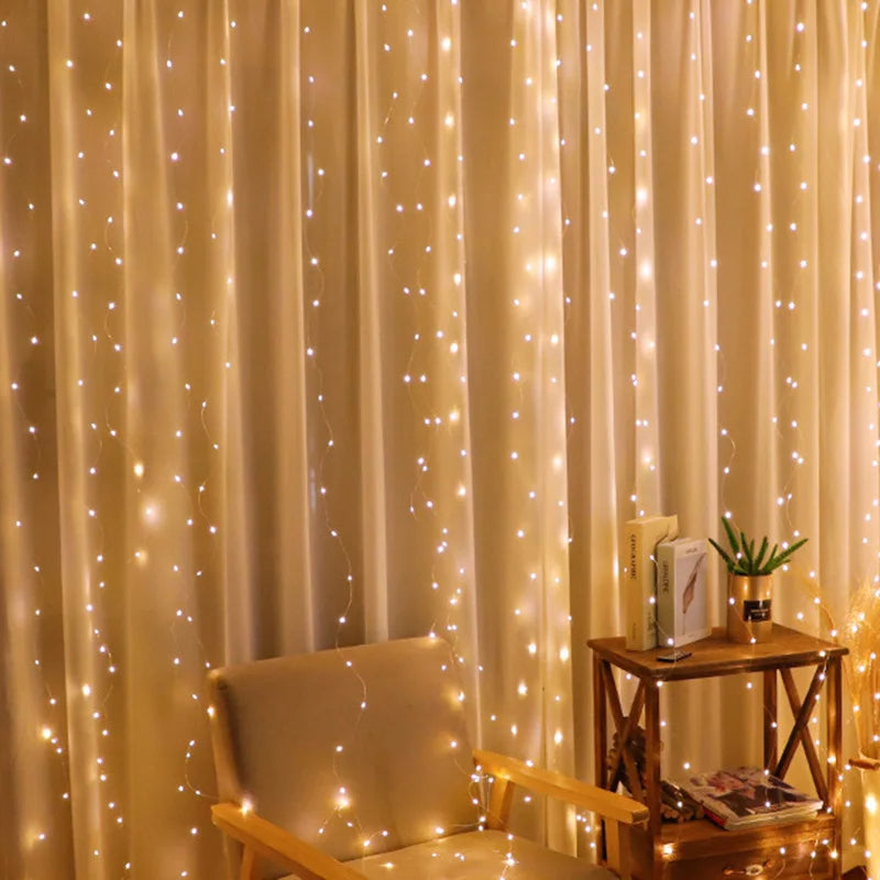 Christmas Ornament LED Fairy Light Strings 8 Mode Holiday Lights Curtain Garland Festoon Christmas Decor for Home New Year Xmas