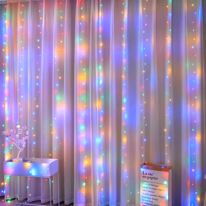 Christmas Ornament LED Fairy Light Strings 8 Mode Holiday Lights Curtain Garland Festoon Christmas Decor for Home New Year Xmas
