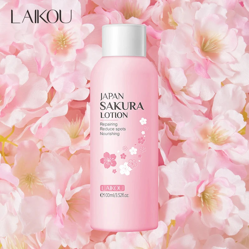 Sakura Facial Cleaner Korean Face Serum Exfoliating Peeling Gel Moisturize Toner Eye Cream Sunscreen Cosmetics Skin Care Set